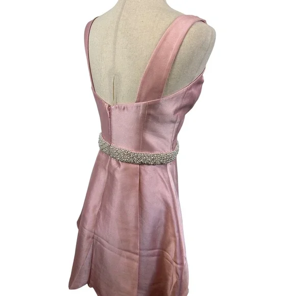 Ashley Lauren Pink Party Dress Pearl Belt Cocktail Dance Homecoming Size 4